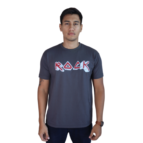 Camiseta masculina Rock algodão menegotti cinza chumbo
